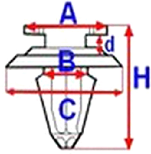 Кліпса нажимная внутренняя (обшивка) B23154 12,8x22,3 мм 10 шт. Romix
