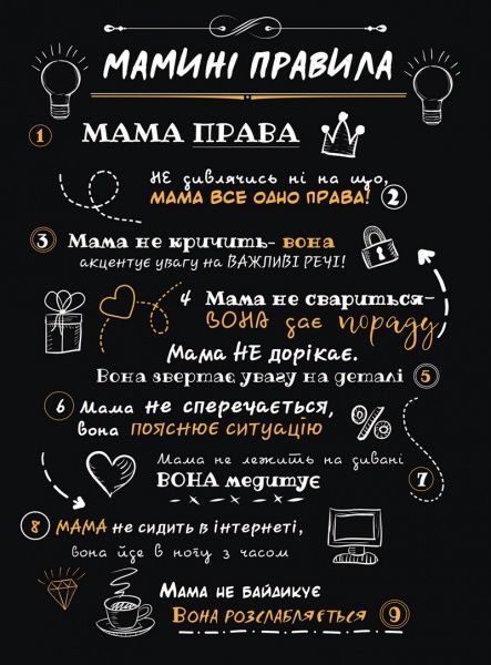 Постер Правила мамы А4 21 см