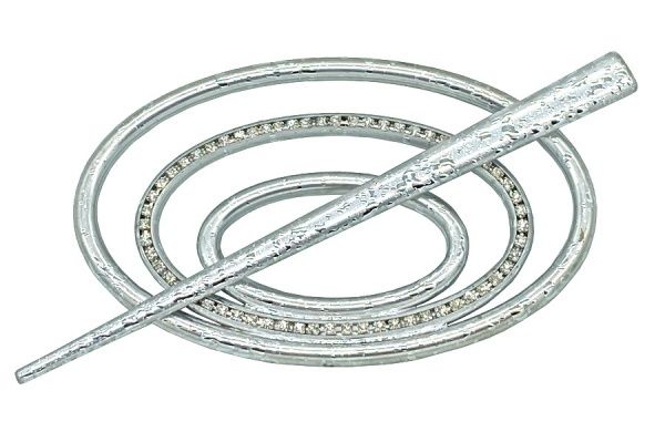 Заколка Овал 2 Элит 60х100 мм мокрое серебро В0022-2а MISLT