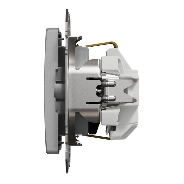 Розетка силовая с заземлением Schneider Electric Sedna Design со шторками без крышки алюминий SDD113022