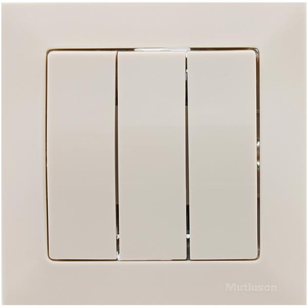 Вимикач потрійний Mutlusan Candela кремовий