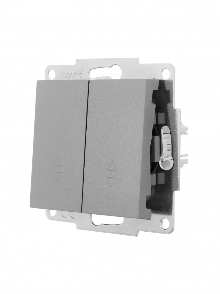 Выключатель проходной двухклавишный Lezard Vesna без подсветки серый 742-3588-106