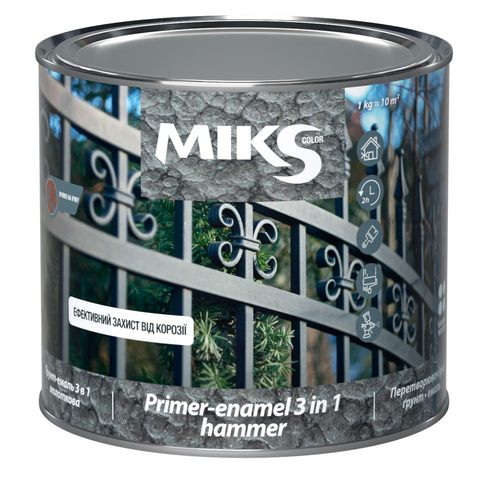 Грунт-эмаль MIKS Color 3 в 1 молоткова медь глянец 0,65кг