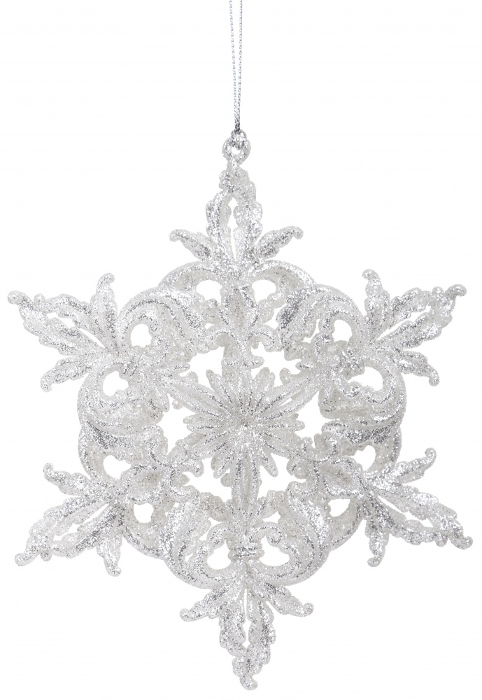 Підвіска пластикова сніжинка/ з присипкою асорт. 15 см EPI-F18500095-3