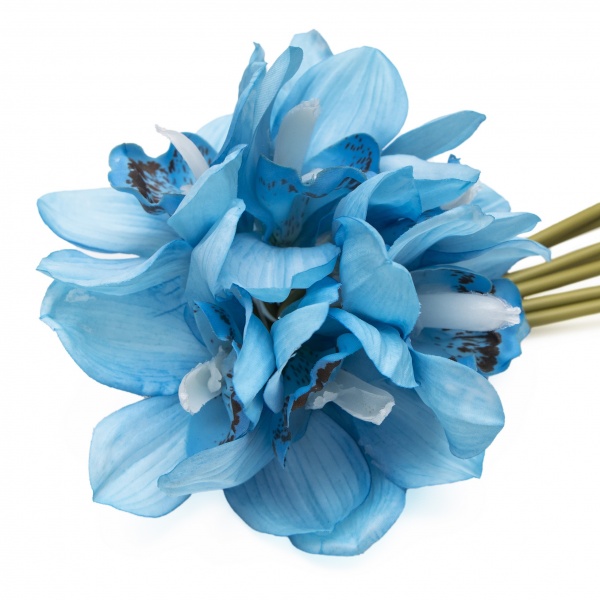 Букет орхидей искусственный 7 цветков 30 см (голубой) 631345