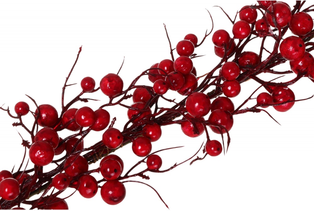 Декорация гирлянда густая с красными ягодами и усиками 150 см RS1T1115-150