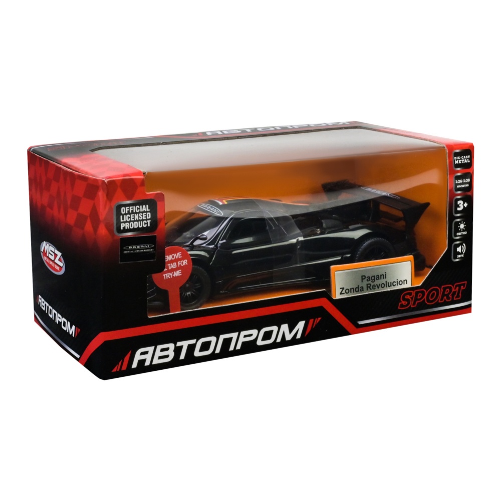 Машинка Автопром 1:32 Pagani Zonda Revolucion черная 68314