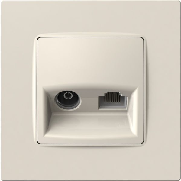 Розетка TV+RJ45 оконечная двойная Plank Electrotechnic Classic/Nordic слоновая кость PLK0911131