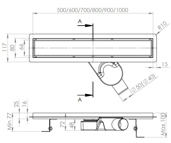 Душовий канал Rhein L60