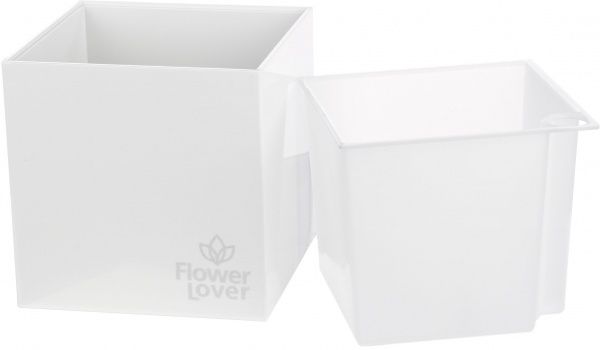 Горщик пластиковий Plastkon Flower Lover Cubico квадратний 0,7л білий 
