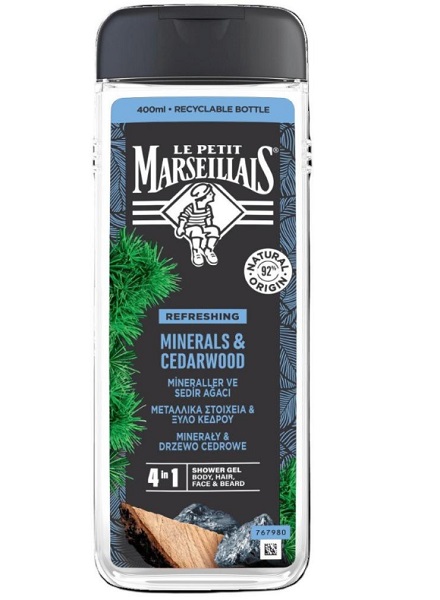 Гель-шампунь Le Petit Marseillais MEN 3 в 1 Кедр і Мінерали 400 мл