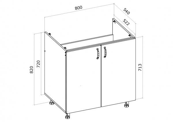 Тумба нижняя Грейд МС Мэри Нм 800x820x540 мм дуб платиновый 