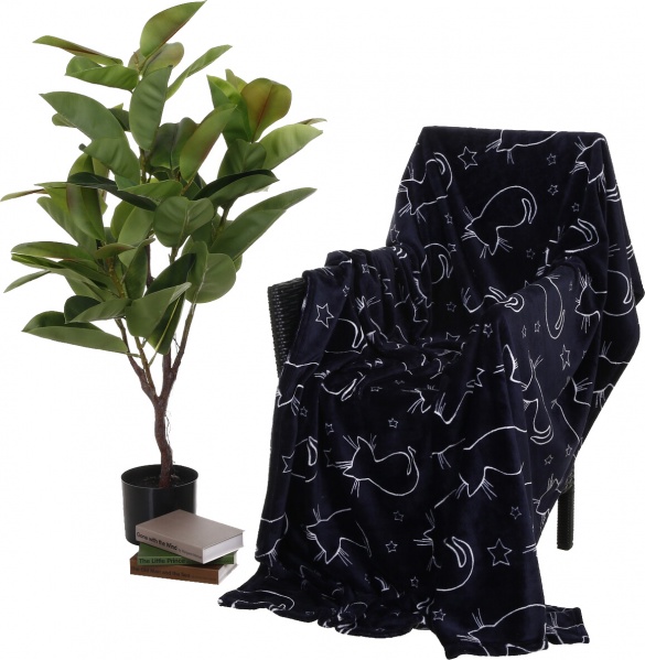 Плед Frannel Black cats 160x200 см черный с рисунком La Nuit 