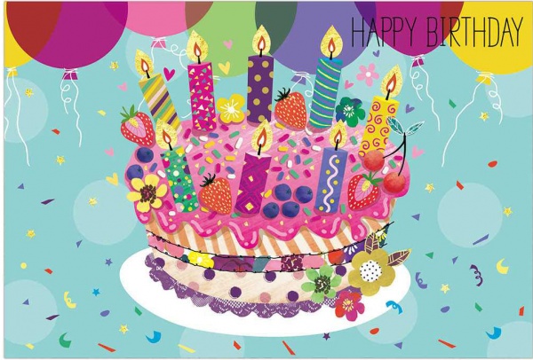 Открытка поздравительная POP-UP с 3D-рисунком всредине и конвертом Торт