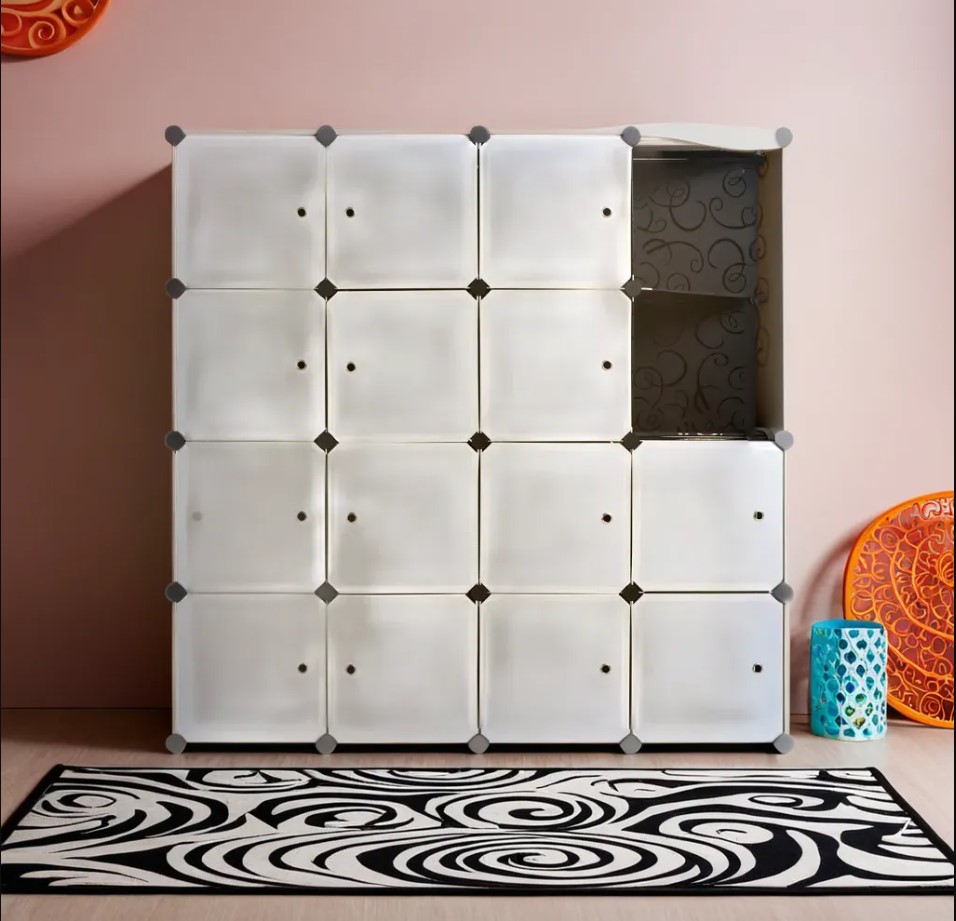 Шафа складна пластикова сubes storage 1460х1675х470 мм чорний з білим