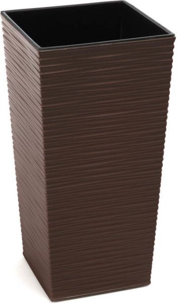 Горшок пластиковый Lamela Финезия 250 с вкладом долото-мокко квадратный 11,3л мокко 