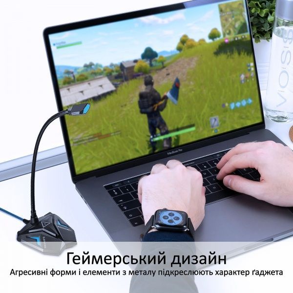 Мікрофон Promate Streamer LED, USB Blue