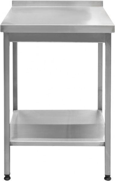 Стол производственный с полкой и бортом Tehma 600x600x850 мм нержавеющая сталь