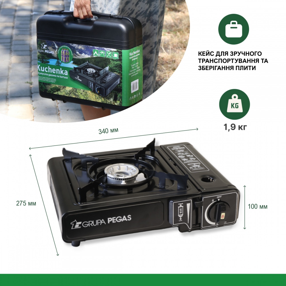Плитка газовая Pegas Grupa пьезо 1900 Вт 1961