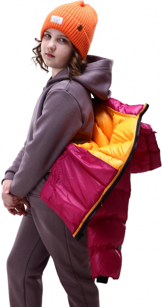 Куртка-пуховик для хлопчиків Luna Kids р.158 рожевий із помаранчевим 203MHAA008