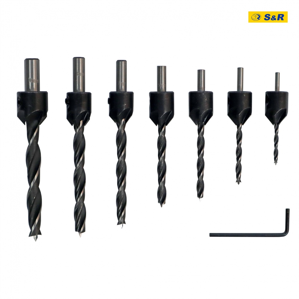 Набор сверл по дереву S&R Meister с зенкером 3-10 мм 7 шт. 216900007