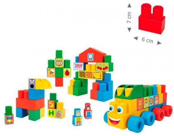 Конструктор строительный Wader большой 70 элементов в коробке 41582