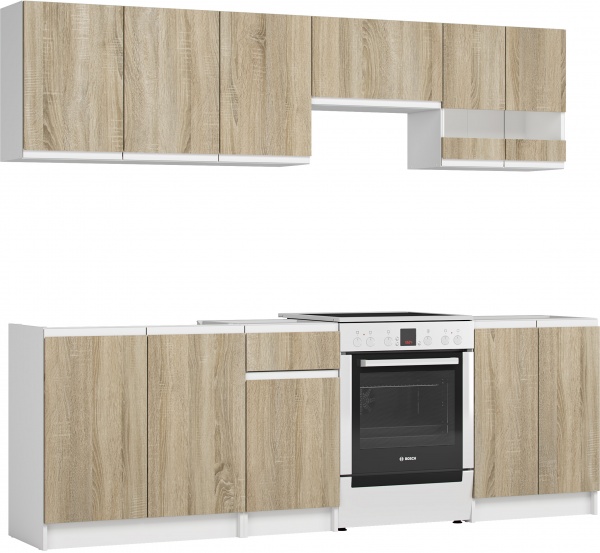 Кухня Катарина ЛЮКС_3 Грейд с ручкой J-pull ЛДСП 2,4 м 