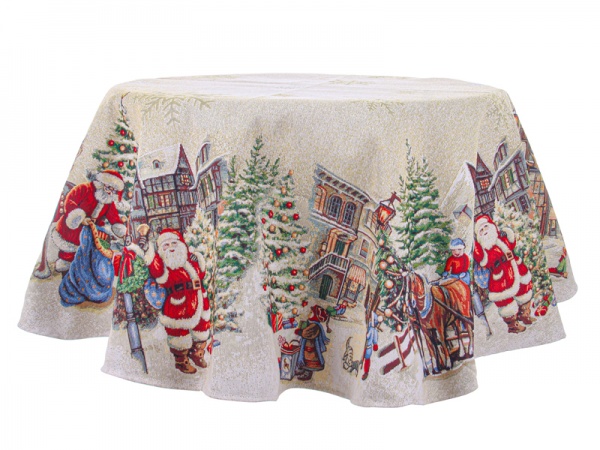 Скатерть Village Lefard d140 кремовый с рисунком Home Textile 