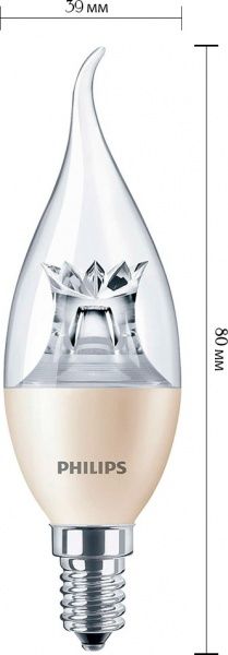 Лампа светодиодная Philips MAS LEDcandle D 6 Вт BA39 прозрачная E14 220 В 2700 К 929000271902 