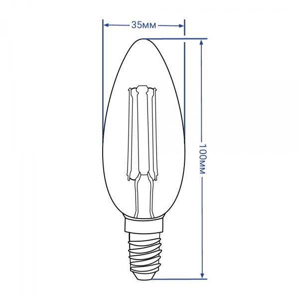 Лампа светодиодная FIL LB-58 C37 4 Вт E14 2200 К 230 В желтая 