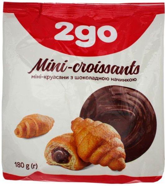 Круасани Любляна 2go 180 г (з шоколадноюю начинкою) 