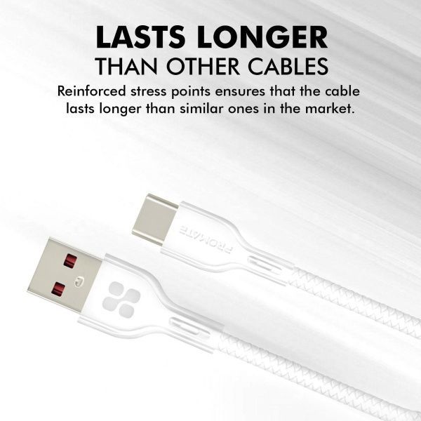Кабель Promate USB Type-C – USB 0,25 м білий (powerbeam-25c.white) 