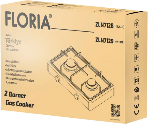Плита газовая настольная Floria ZLN7129 White 