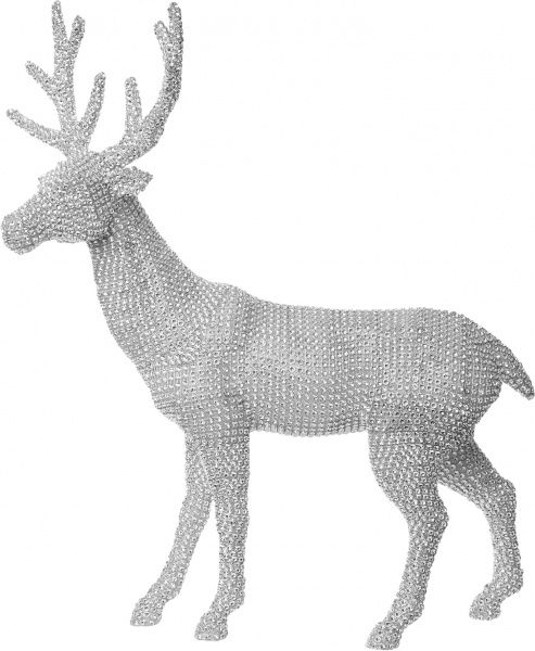 Декоративна фігура Олень зі стразами стоячий сріблястий 51 см