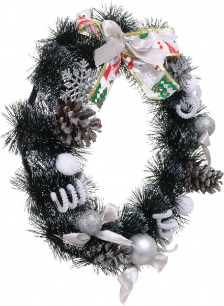Венок рождественский с украшениями цвет в ассортименте d330 мм 