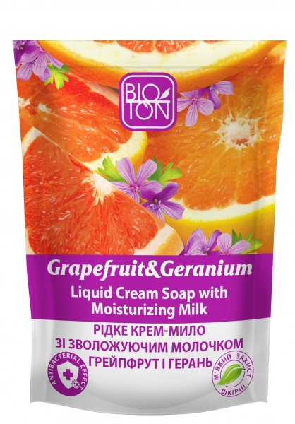 Крем-мило Bioton Грейпфрут і Герань зі зволожуючим молочком 450 мл