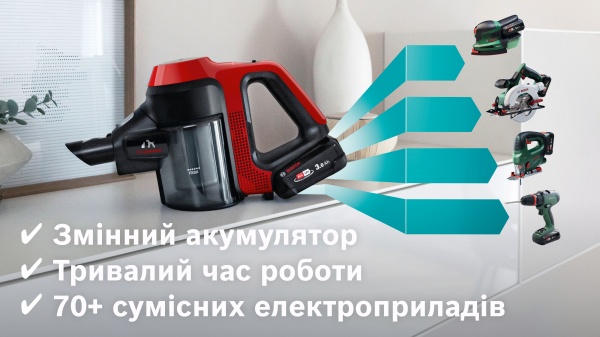 Пилосос акумуляторний Bosch Unlimited 7 BBS711ANM red 