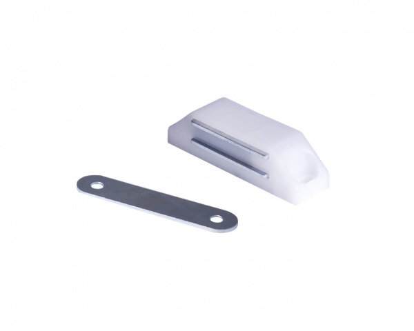 Магніт меблевий з монтажною планкою великий 60x16x16 мм білий DC 1 шт.