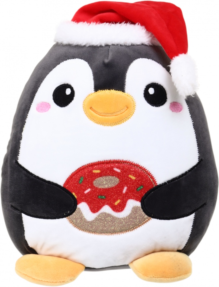 Мягкая игрушка HW плюшевая Рождественская Пингвин бело-серый DT240589