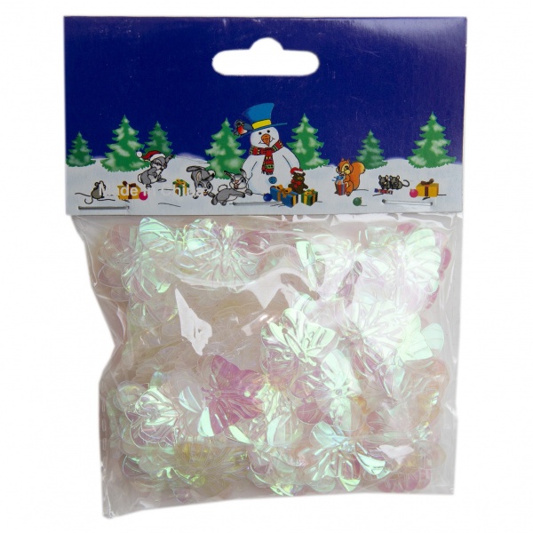 Декорация новогодняя Конфетти-метафан, перламутровый, кусочки в форме бабочек 2,2 см, 24 г 201104 