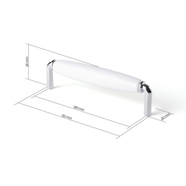 Меблева ручка Мебелева ручка Скоба Larvij L4.003.128WH 128 мм хром/білий Larvij L4.003.128WH 128 мм хром/білий