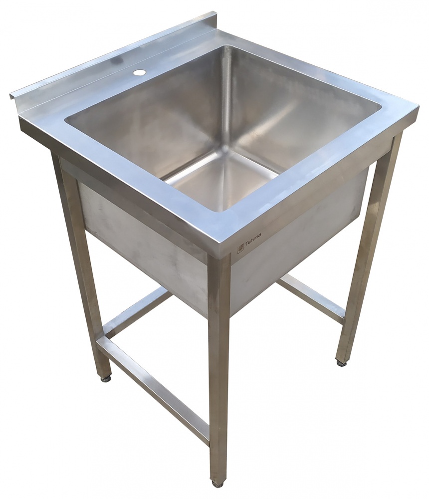Мойка производственная 1-секционная бесшовная с бортом Tehma 600x600х850 мм нержавеющая сталь