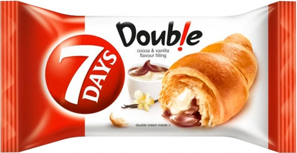 Круасан 7 DAYS Міді з какао начинкою і начинкою з ванільним смаком 20х60г (5201360522712) 