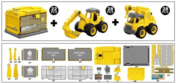 Ігровий набір DIY Spatial Creativity Конструктор Екскаватор і Кран CJ-1614189