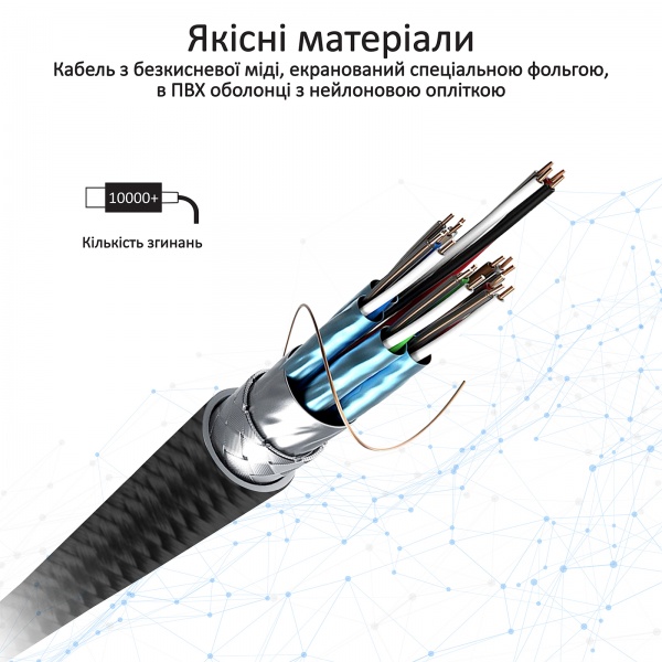 Кабель Promate ThunderLink-C20+ USB Type-C/USB Type-C 100W PD 1,5 м чорний (thunderlink-c20+.black) 