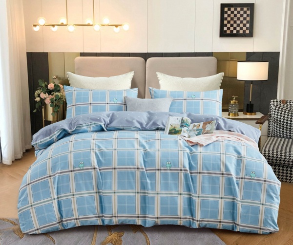 Комплект постільної білизни Tiles 1,5 блакитний La Nuit 