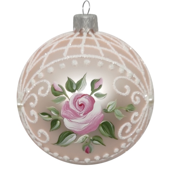 Куля новорічна скляна d80 ніжність 10001 