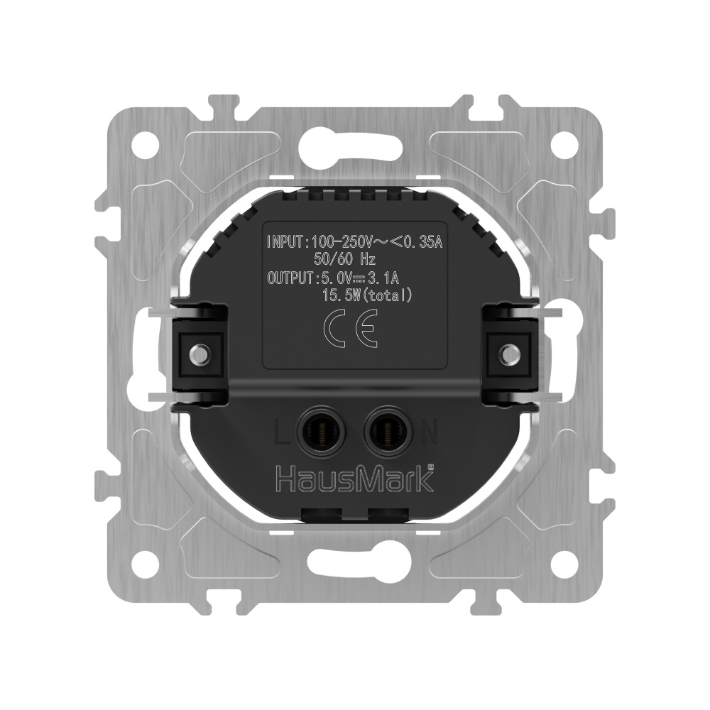 Механізм розетки USB 2 HausMark Bela IP20 чорний