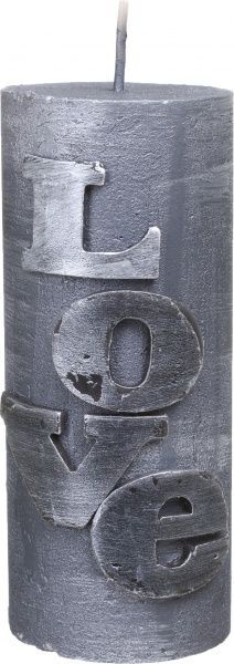 Свеча декоративная Love, d=5,5 см, h=13 см, серая Pako-If