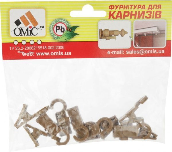 Прищіпка з гачком 10 шт. ОМіС набірний дуб золотий 